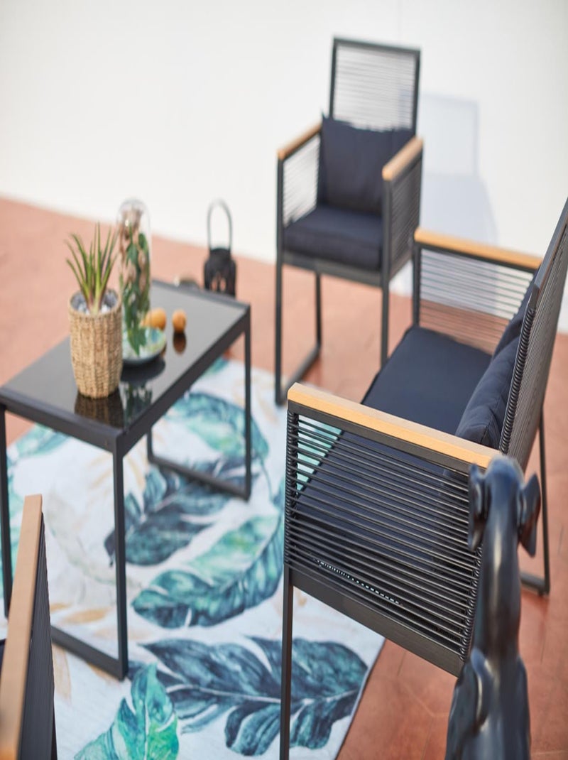 MIHATA Salon jardin bas noir bois Noir - Kiabi