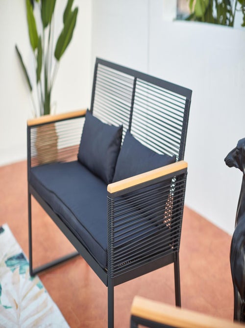 MIHATA Salon jardin bas noir bois - Kiabi