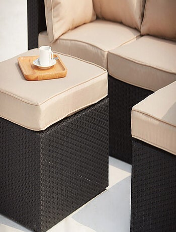 Milano blanc: salon de jardin modulable 5 places en résine tressée