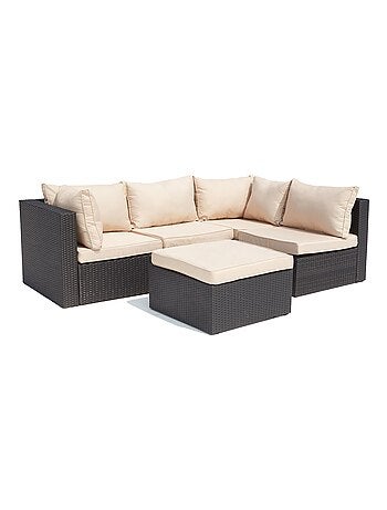 MILANO Salon de jardin modulable 5 places en résine tressée blanc