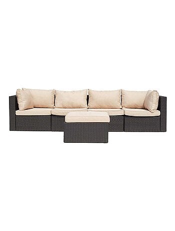 MILANO Salon de jardin modulable 5 places en résine tressée blanc