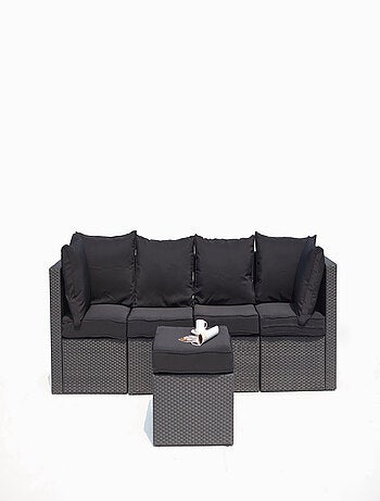 MILANO Salon de jardin modulable 5 places en résine tressée blanc