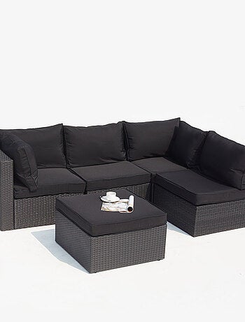 MILANO Salon de jardin modulable 5 places en résine tressée blanc