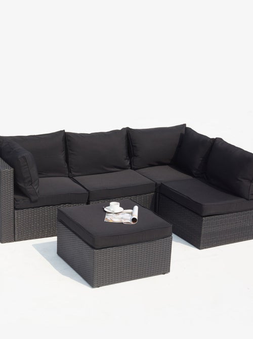 MILANO Salon de jardin modulable 5 places en résine tressée noir - Kiabi