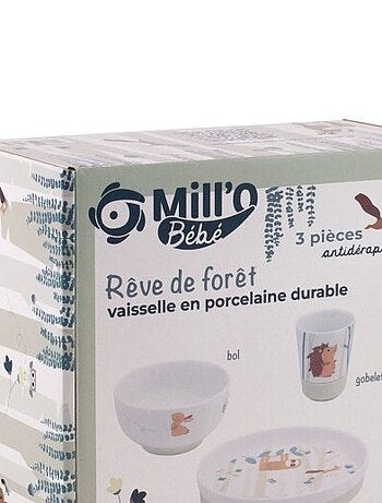 MILL'O BÉBÉ COFFRET VAISSELLE (AVEC ASSIETTE COMPARTIMENTEE)