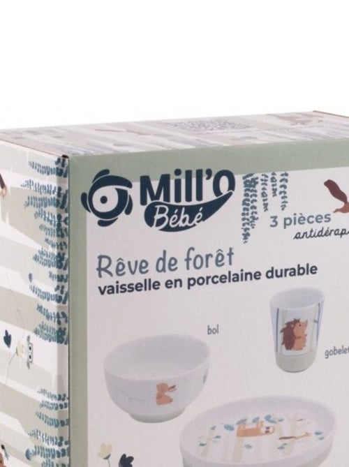 MILL'O BÉBÉ COFFRET VAISSELLE (AVEC ASSIETTE COMPARTIMENTEE) - Kiabi
