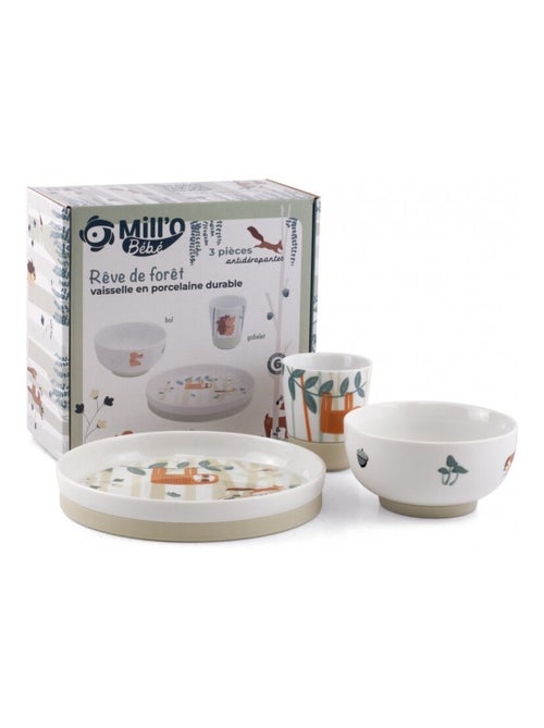 MILL'O BÉBÉ COFFRET VAISSELLE (AVEC ASSIETTE COMPARTIMENTEE) - Kiabi