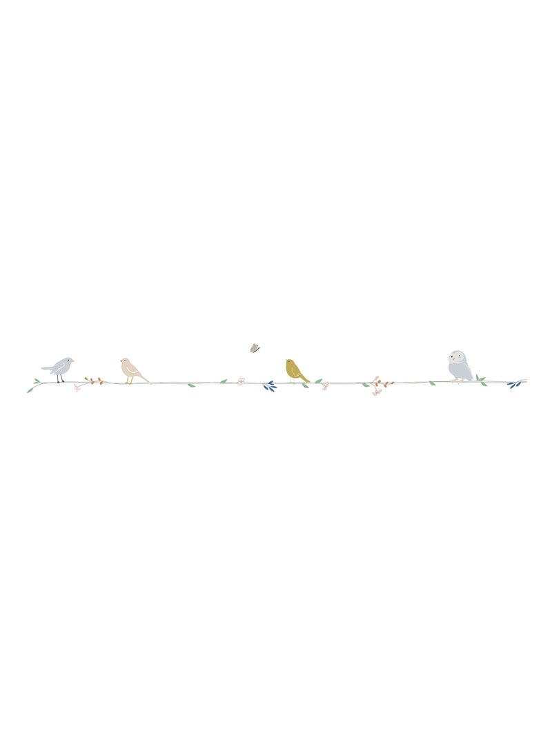 Mimi'lou - Frise adhésive Fleurs et Oiseaux Rose - Kiabi
