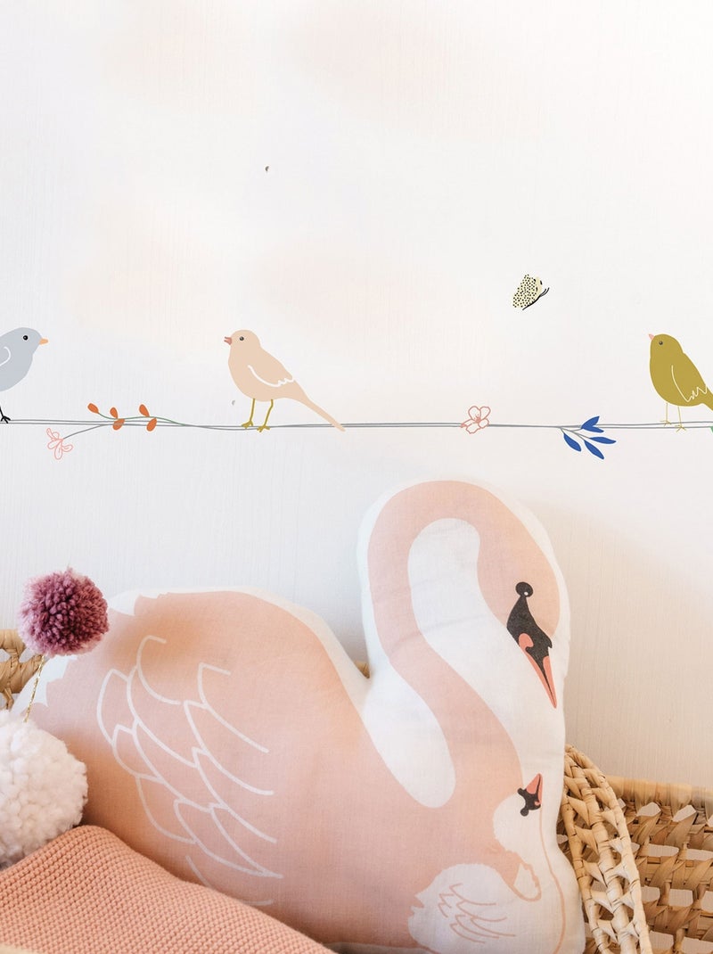 Mimi'lou - Frise adhésive Fleurs et Oiseaux Rose - Kiabi