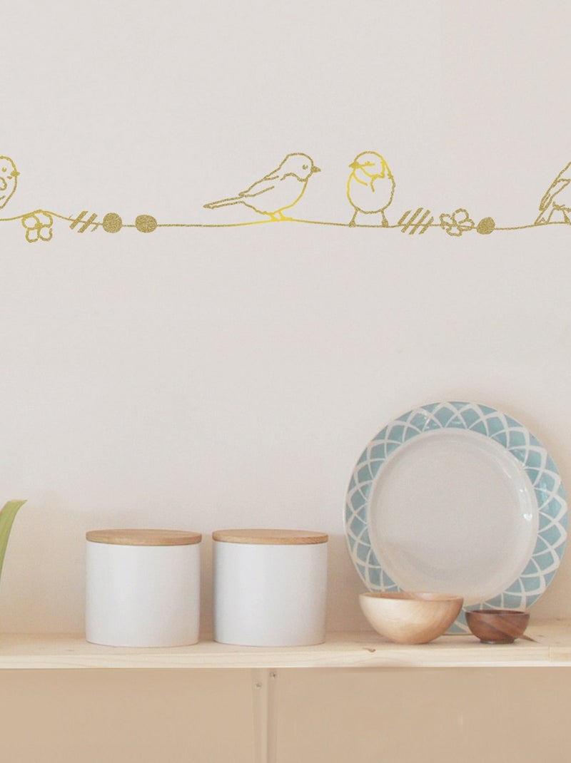 Mimi'lou - Frise murale Perles et Oiseaux Gold Doré/or - Kiabi