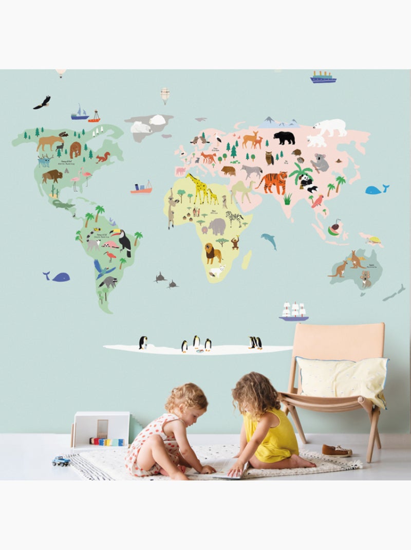 Mimi'lou - Papier peint panoramique Carte du monde Multicolore - Kiabi