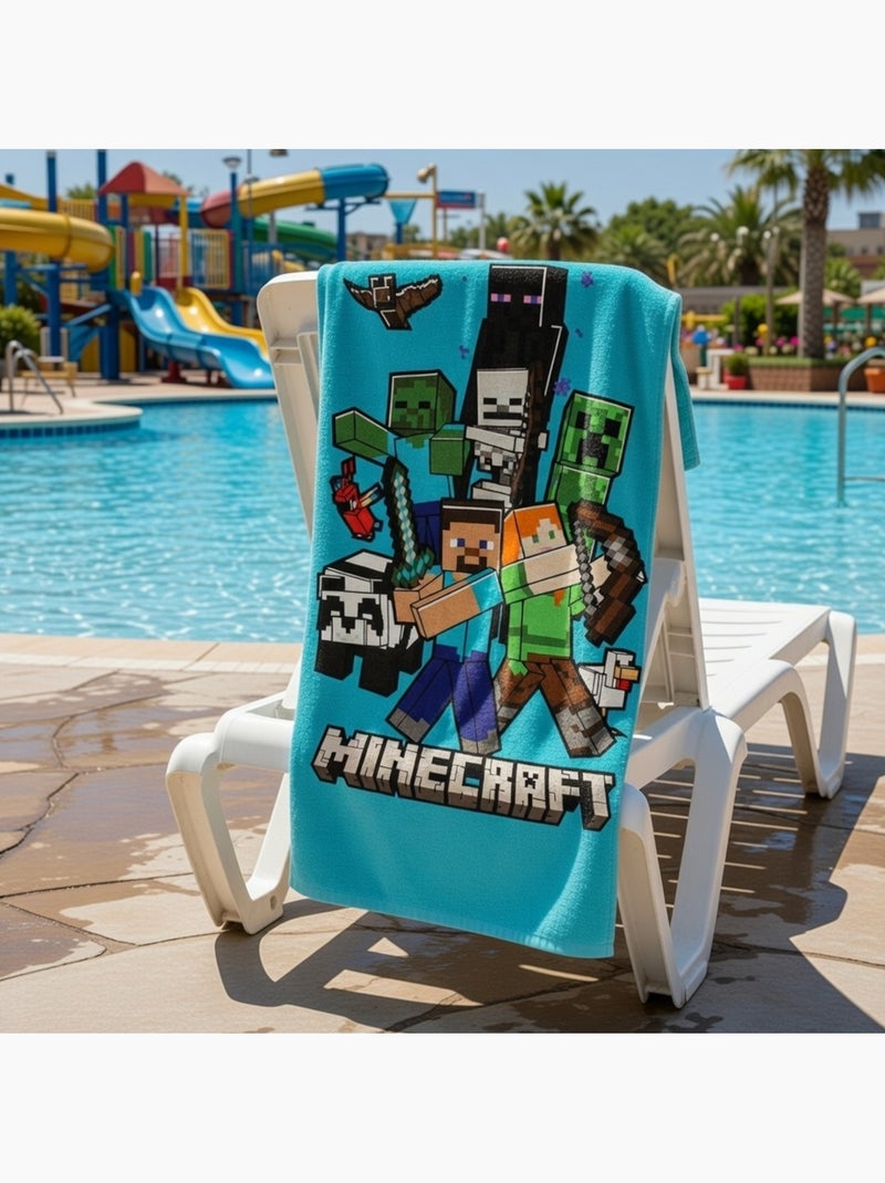 Minecraft - Serviette de plage garçon Bleu - Kiabi