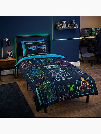 Minecraft survival mode housse de couette 140x200 cm + taie 63x63
