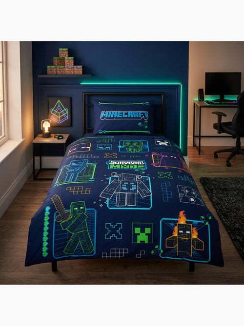 Minecraft survival mode housse de couette 140x200 cm + taie 63x63 - Kiabi Minecraft survival mode housse de couette 140x200 cm + taie 63x63 - Kiabi