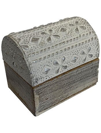 Mini Boîte déco Ethnique en bois patiné