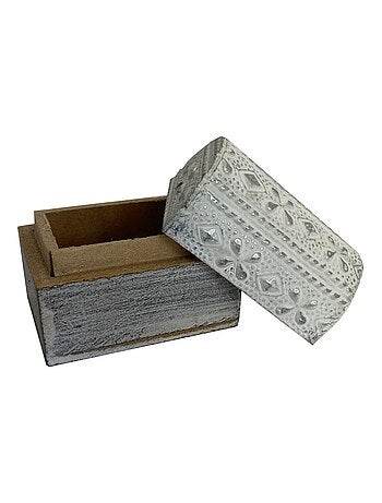 Mini Boîte déco Ethnique en bois patiné