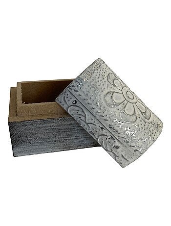 Mini Boîte déco Ethnique en bois patiné