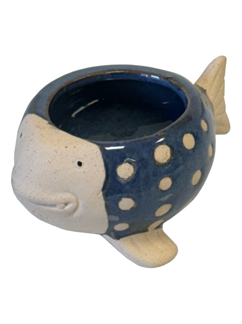 Mini cache-pot poisson en céramique Bleu - Kiabi