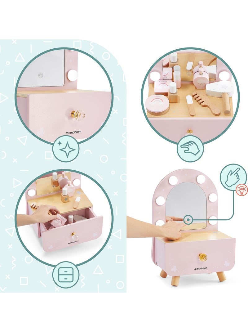 Mini coiffeuse bois enfant miroir led tactile nomade accessoires mamabrum N/A - Kiabi