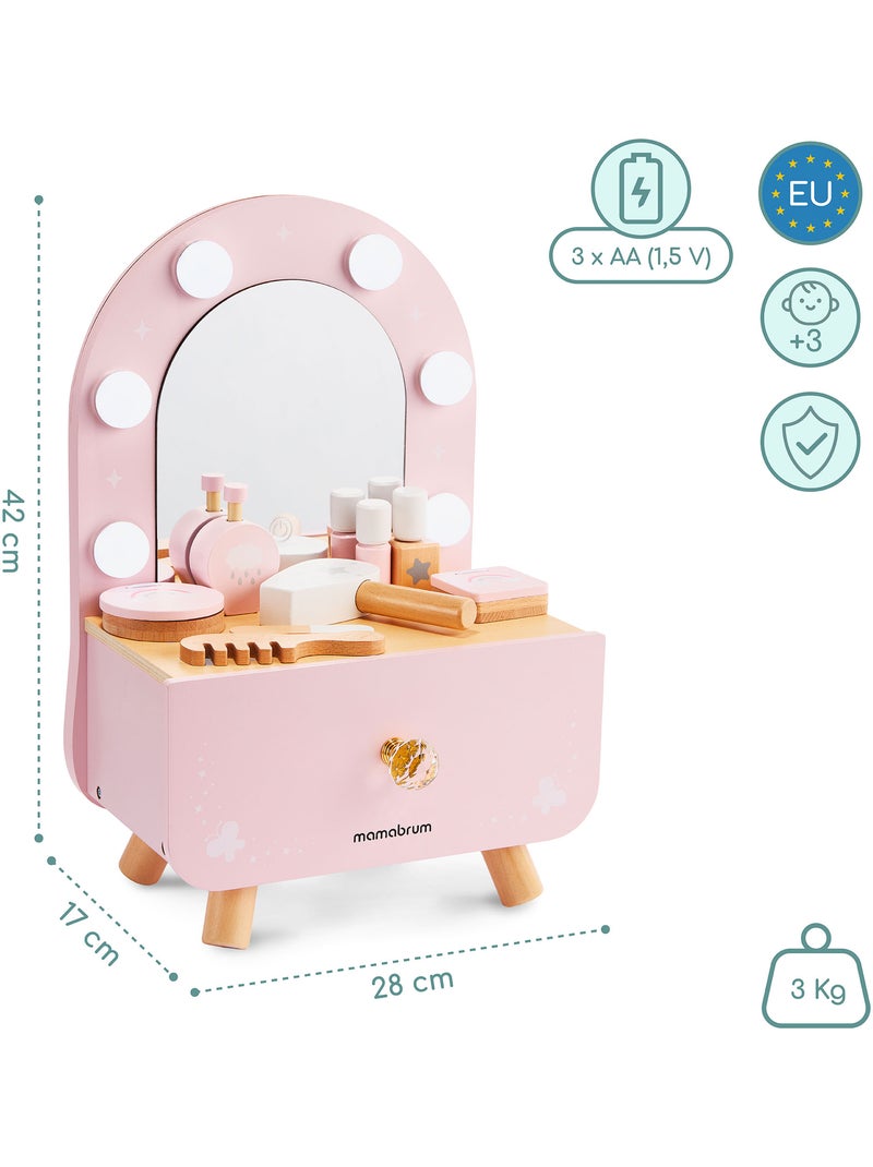 Mini coiffeuse bois enfant miroir led tactile nomade accessoires mamabrum N/A - Kiabi
