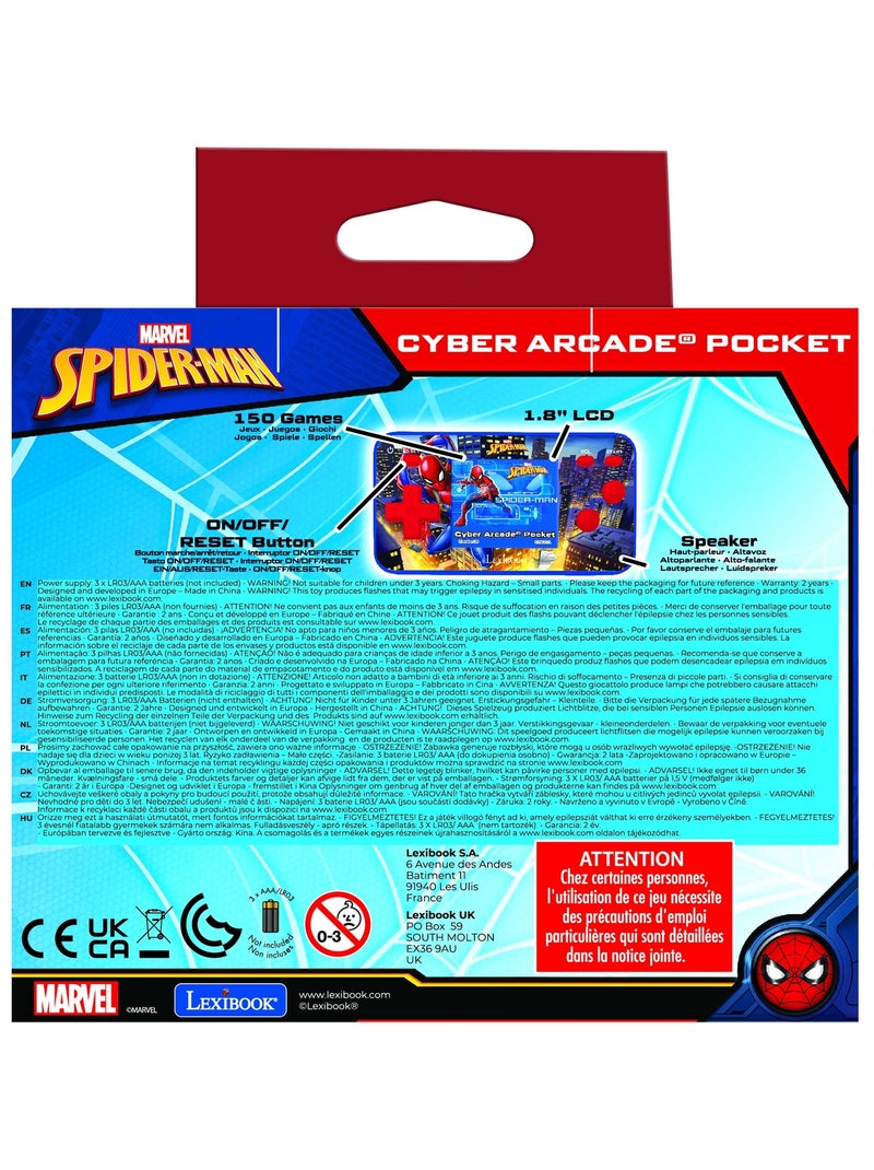 Mini Console de jeux portable couleur Spiderman Cyber Arcade Pocket Bleu - Kiabi