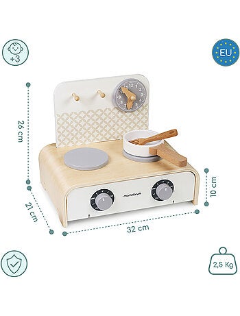 Mini cuisine bois pliable enfant 32x21cm réchaud casseroles jouet mamabrum