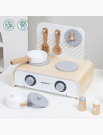 Mini cuisine bois pliable enfant 32x21cm réchaud casseroles jouet mamabrum