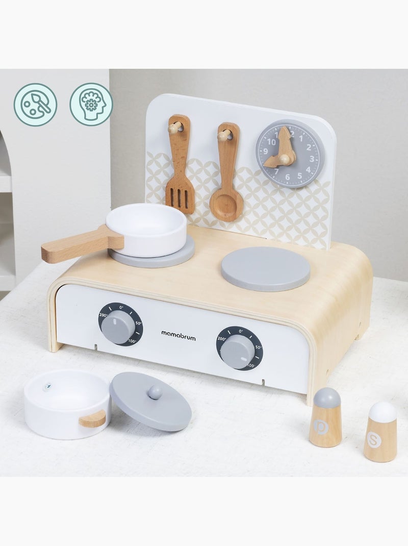 Mini cuisine bois pliable enfant 32x21cm réchaud casseroles jouet mamabrum N/A - Kiabi