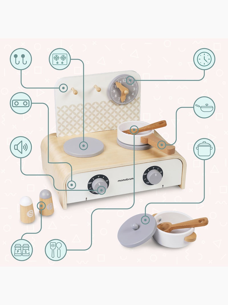 Mini cuisine bois pliable enfant 32x21cm réchaud casseroles jouet mamabrum N/A - Kiabi
