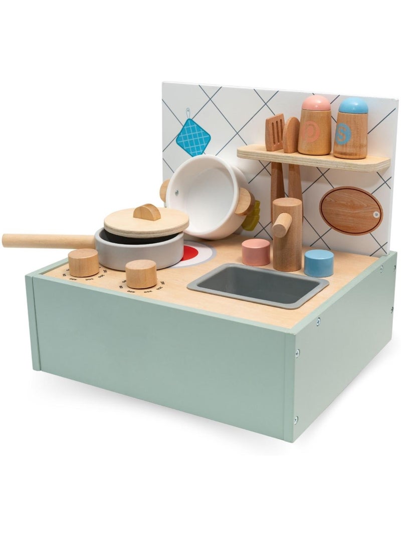 Mini cuisine bois pliable enfant cuisiniere portable accessoires mamabrum N/A - Kiabi