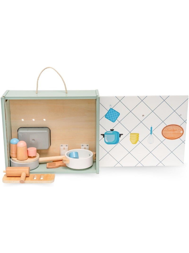 Mini cuisine bois pliable enfant cuisiniere portable accessoires mamabrum N/A - Kiabi