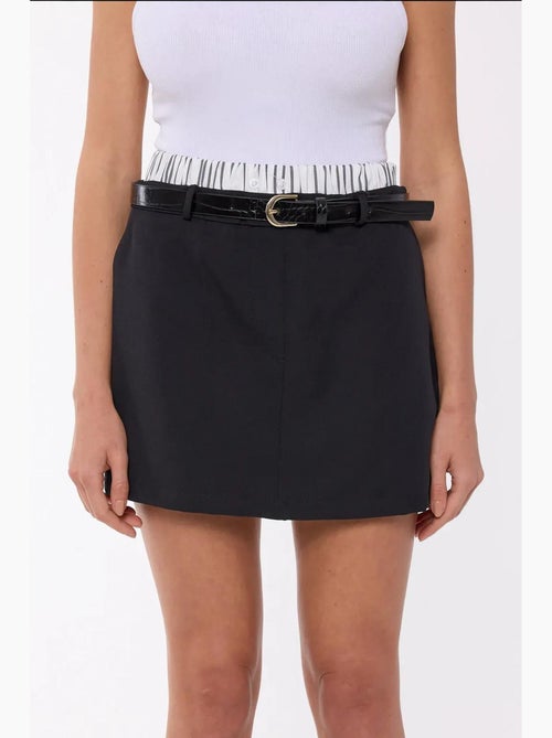 Mini-jupe à ceinture tissée hiccup - Kiabi Mini-jupe à ceinture tissée hiccup - Kiabi
