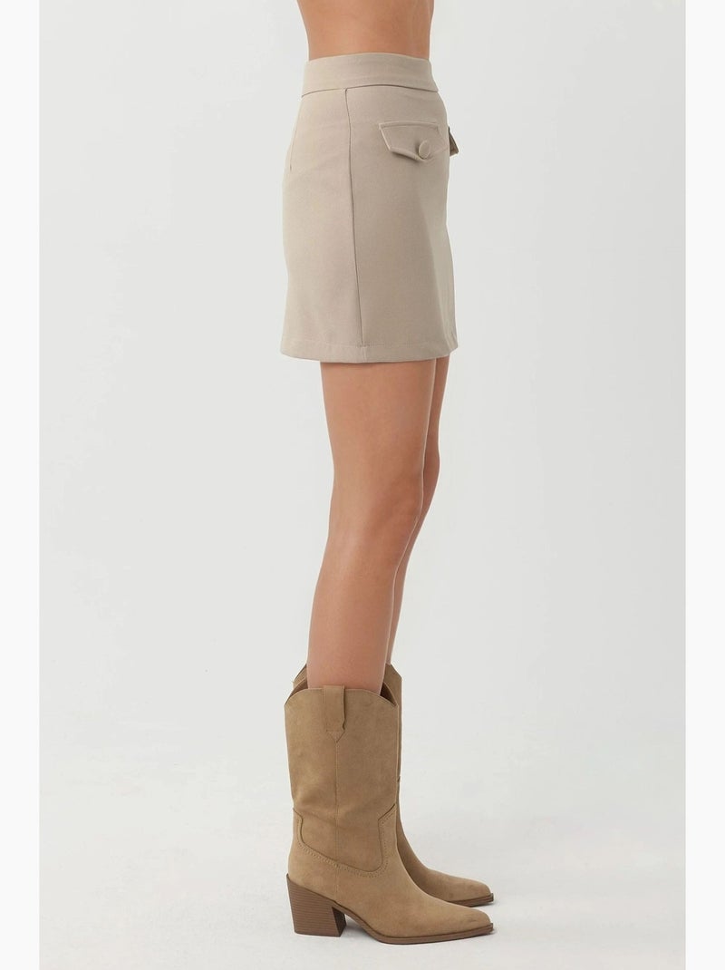 Mini-jupe à fausses poches, collection pika hiccup Beige argile - Kiabi