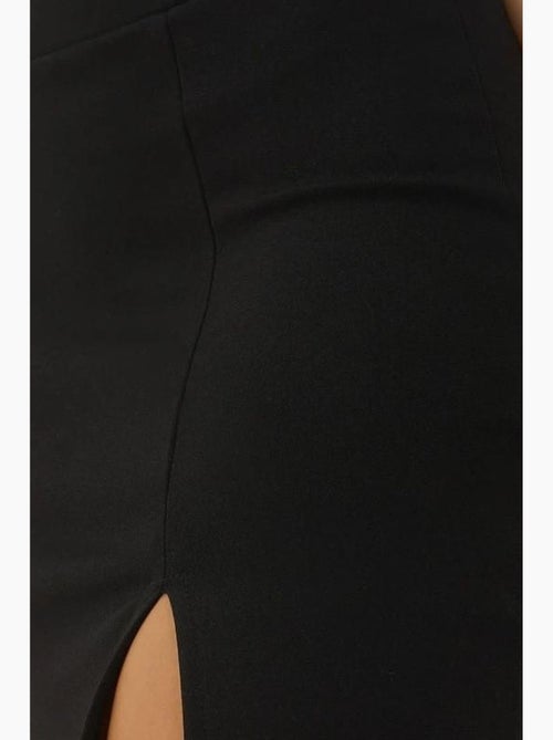 Mini-jupe à taille élastique avec fente hiccup - Kiabi Mini-jupe à taille élastique avec fente hiccup - Kiabi