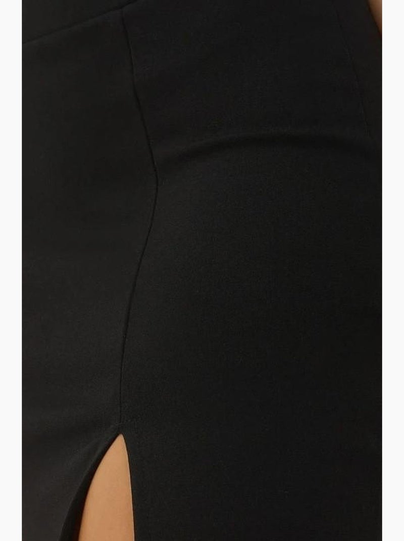 Mini-jupe à taille élastique avec fente hiccup Noir - Kiabi