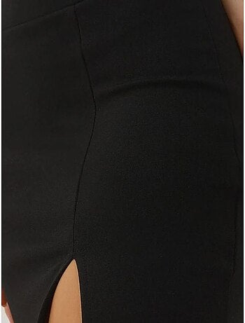 Mini-jupe à taille élastique avec fente