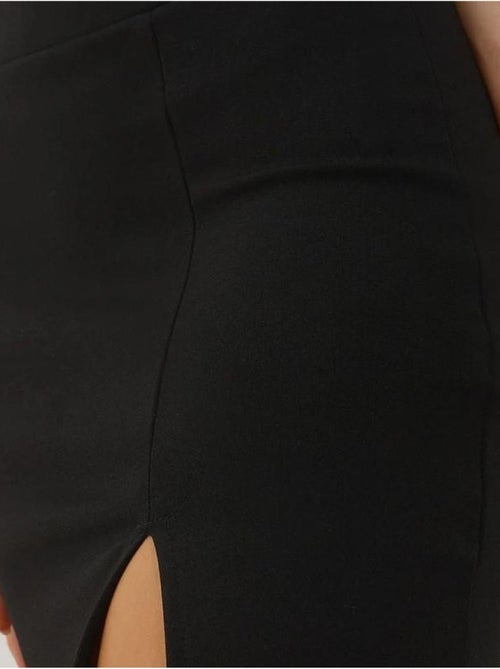 Mini-jupe à taille élastique avec fente - Kiabi Mini-jupe à taille élastique avec fente - Kiabi