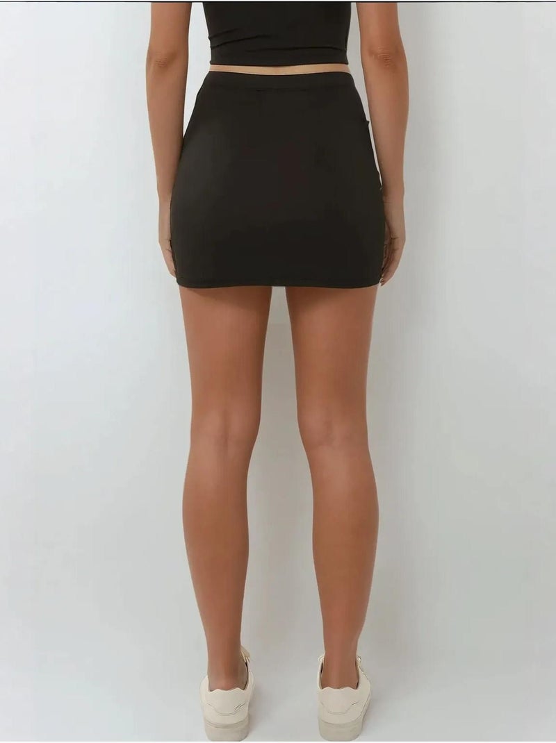 Mini-jupe ajustée Noir - Kiabi