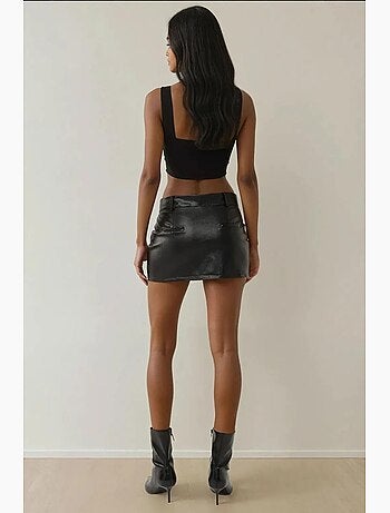 Mini-jupe ajustée taille basse en similicuir hiccup