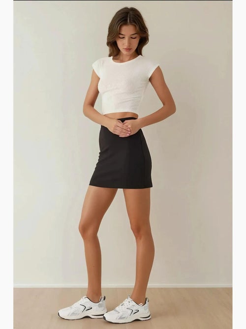 Mini-jupe ajustée taille haute hiccup - Kiabi Mini-jupe ajustée taille haute hiccup - Kiabi