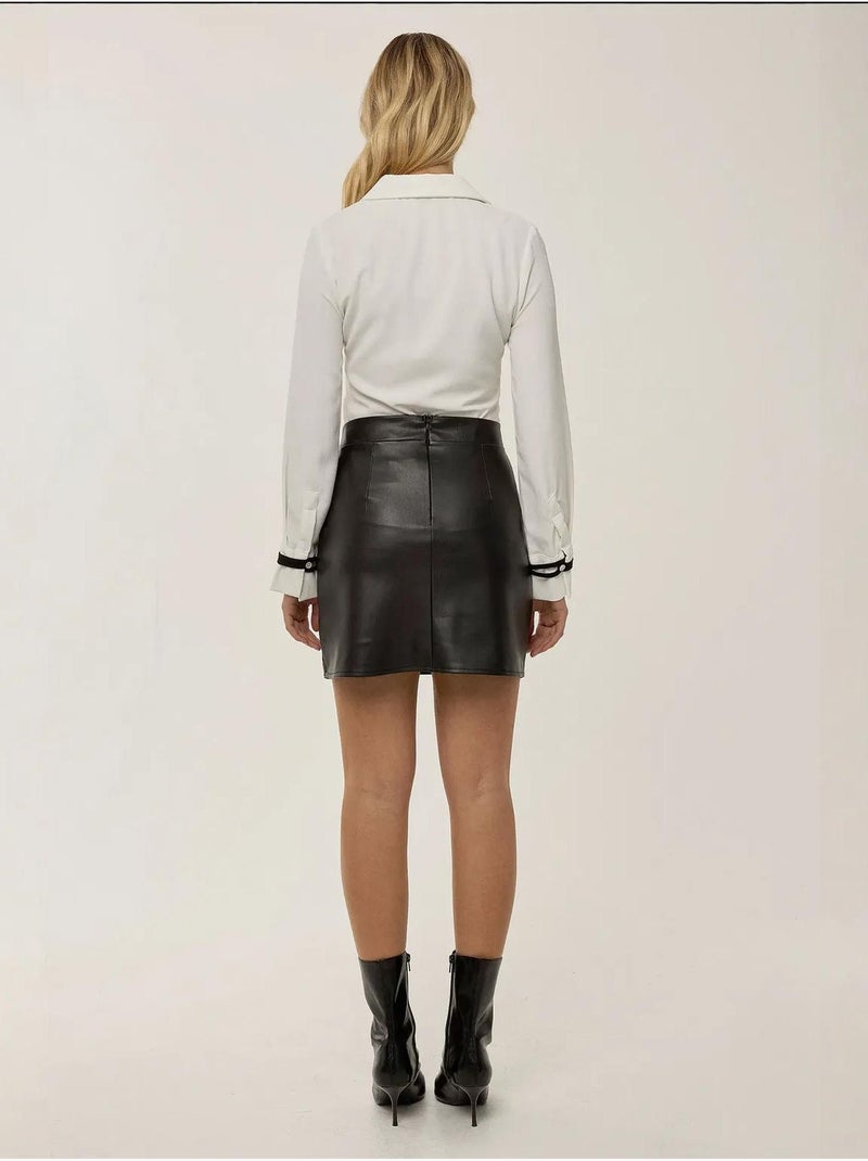 Mini-jupe aspect cuir Noir - Kiabi