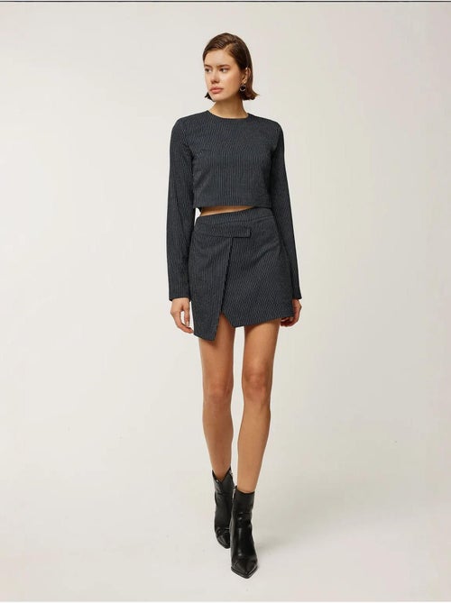 Mini-jupe asymétrique à rayures - Kiabi