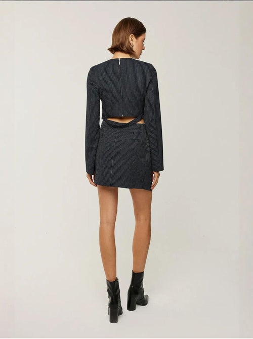 Mini-jupe asymétrique à rayures - Kiabi