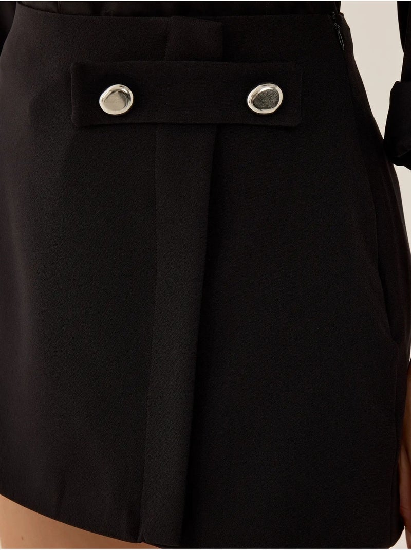 Mini-jupe avec détails boutonnés Noir - Kiabi
