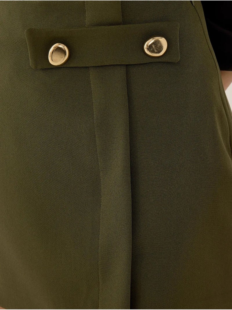 Mini-jupe avec détails boutonnés Vert - Kiabi