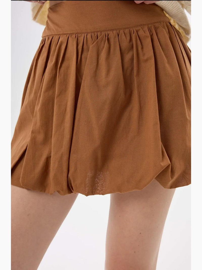 Mini-jupe ballon avec short intérieur attaché hiccup Camel - Kiabi
