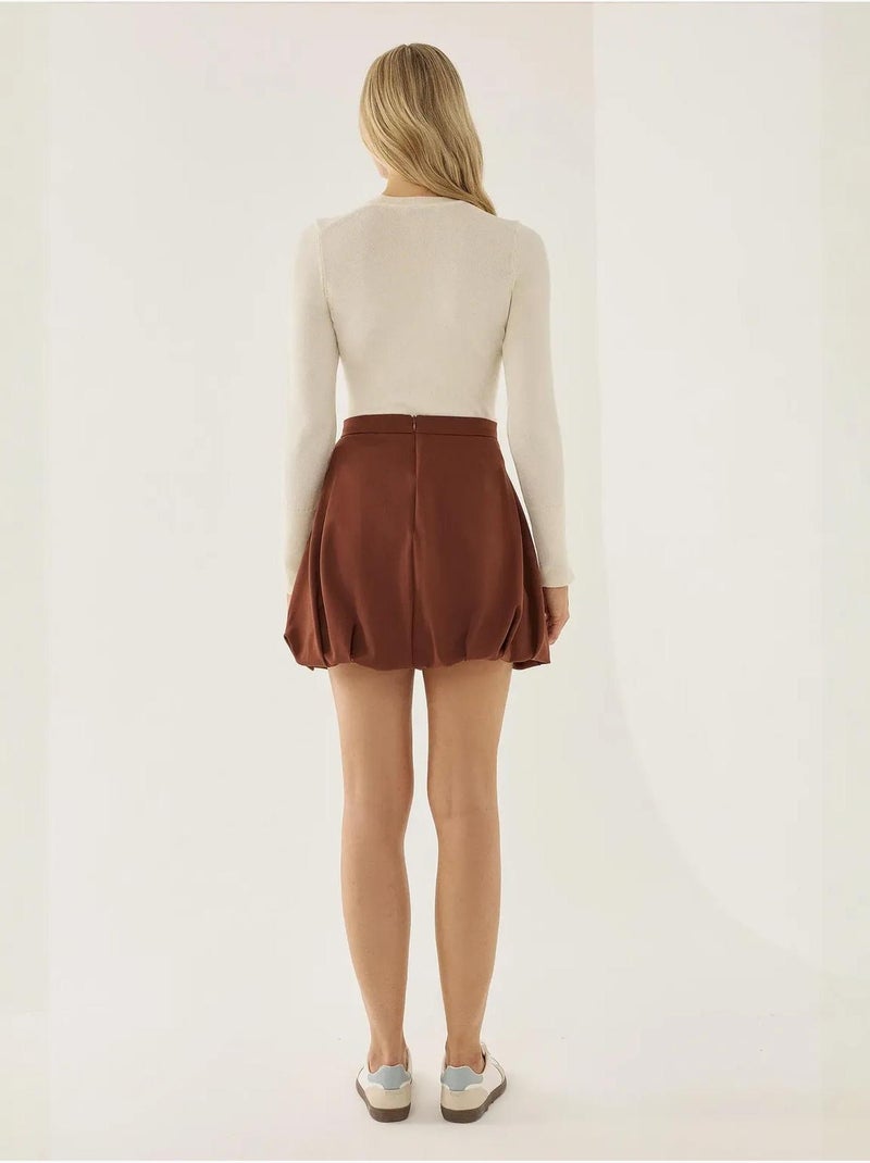 Mini jupe ballon Marron - Kiabi