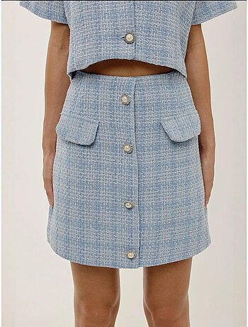 Mini-jupe boutonnée en tweed