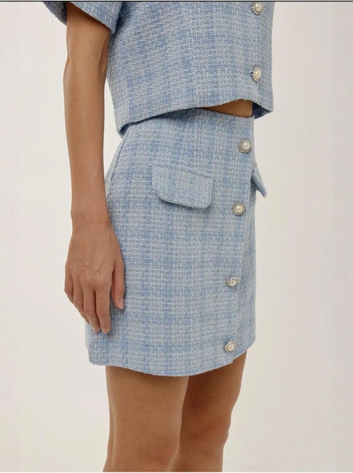 Mini-jupe boutonnée en tweed - Kiabi