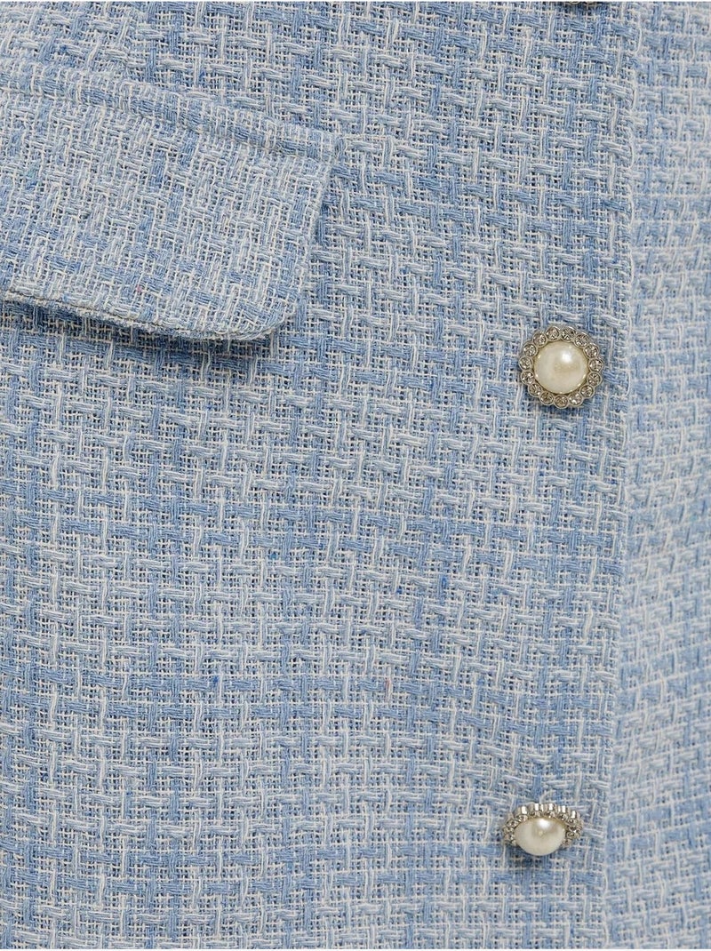 Mini-jupe boutonnée en tweed Bleu - Kiabi